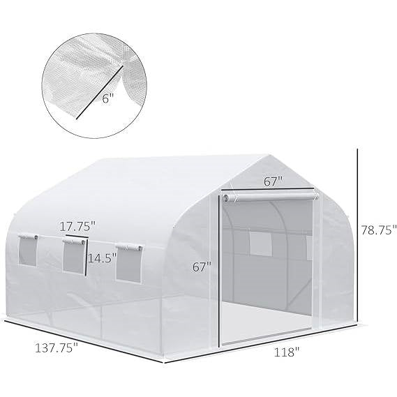 11.5'x10'x6.5' Greenhouse with Steel Frame