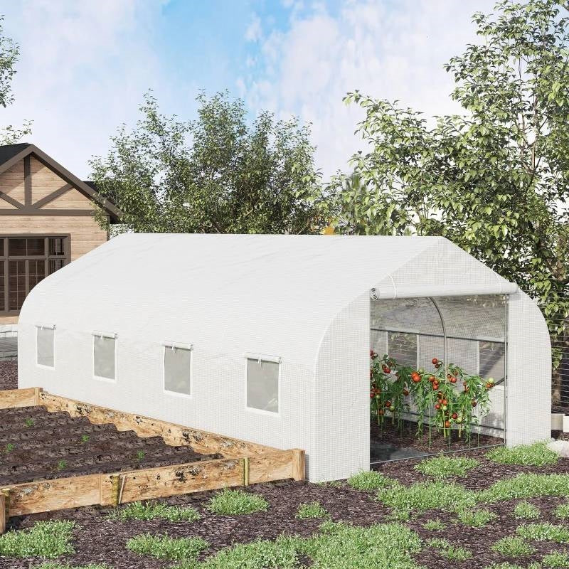 19.5'x9.8' Outdoor Greenhouse with Steel Frame