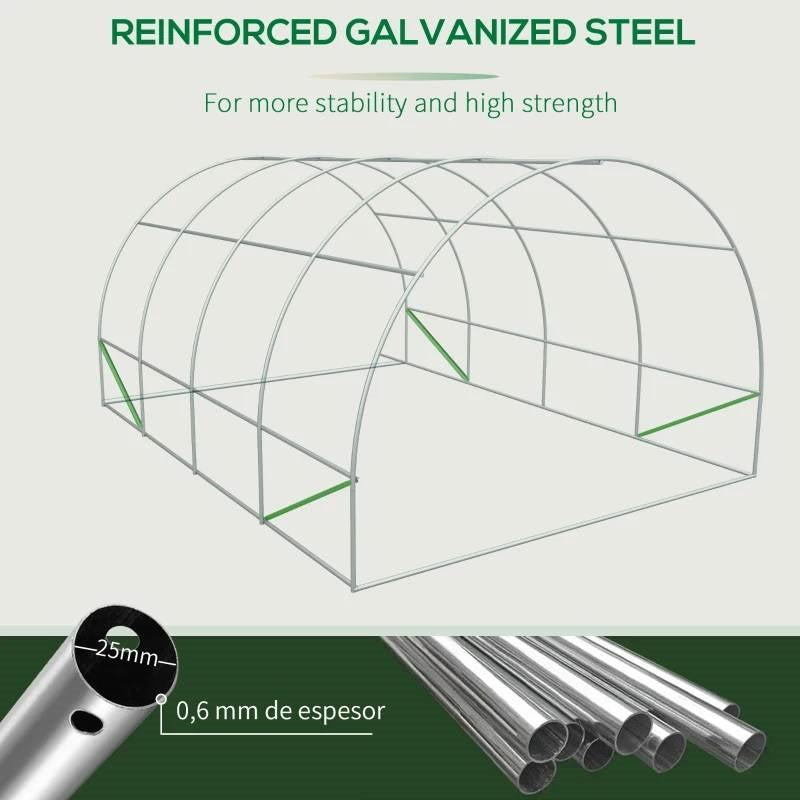 19.5'x9.8' Outdoor Greenhouse with Steel Frame