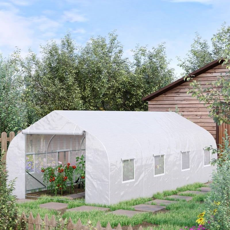 19.5'x9.8' Outdoor Greenhouse with Steel Frame