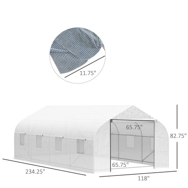 19.5'x9.8' Outdoor Greenhouse with Steel Frame