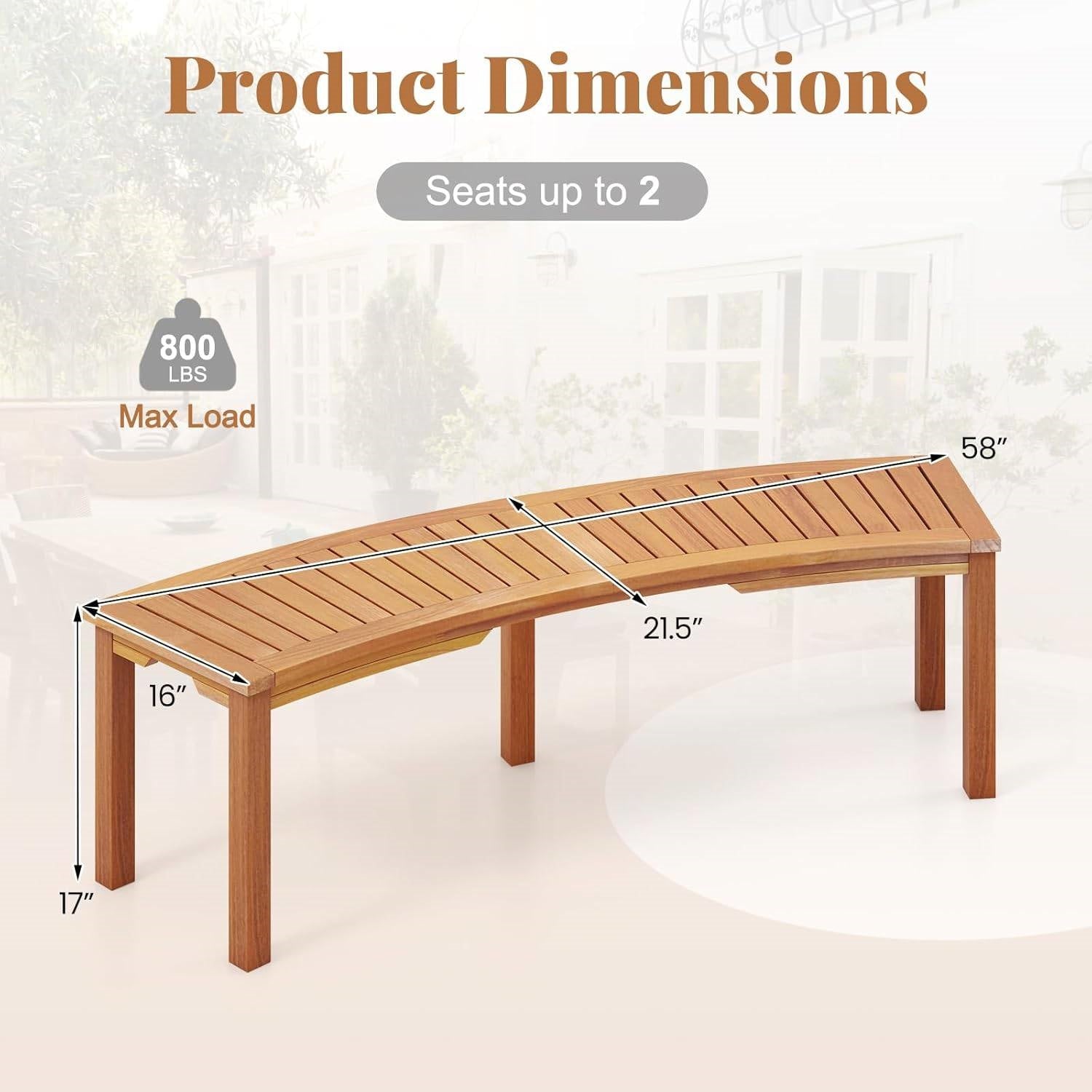 2-Person Outdoor Wooden Garden Bench