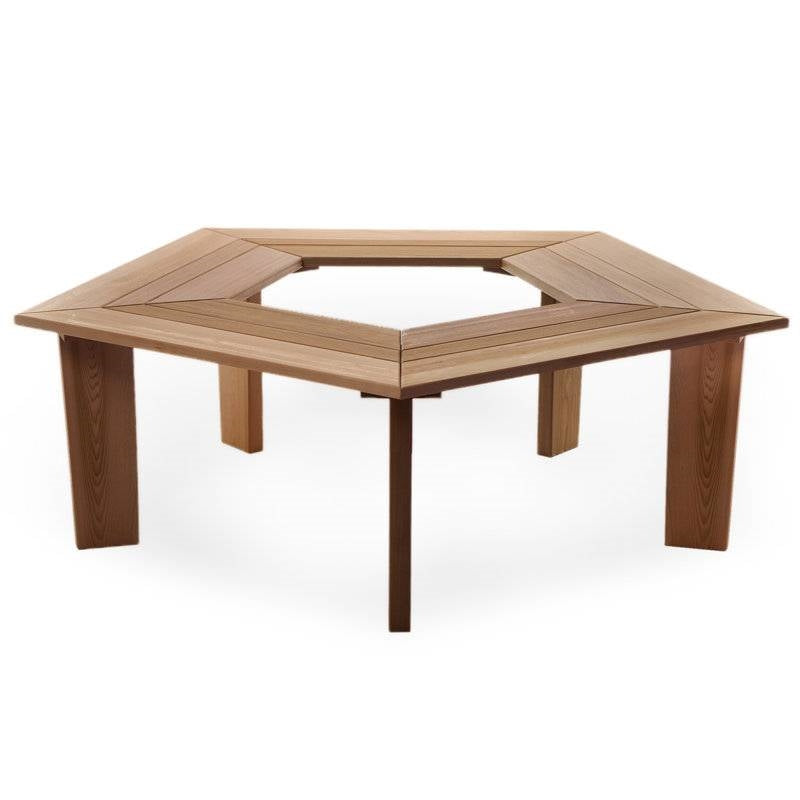 Solid Cedar Pentagon Tree Wrap Garden Bench