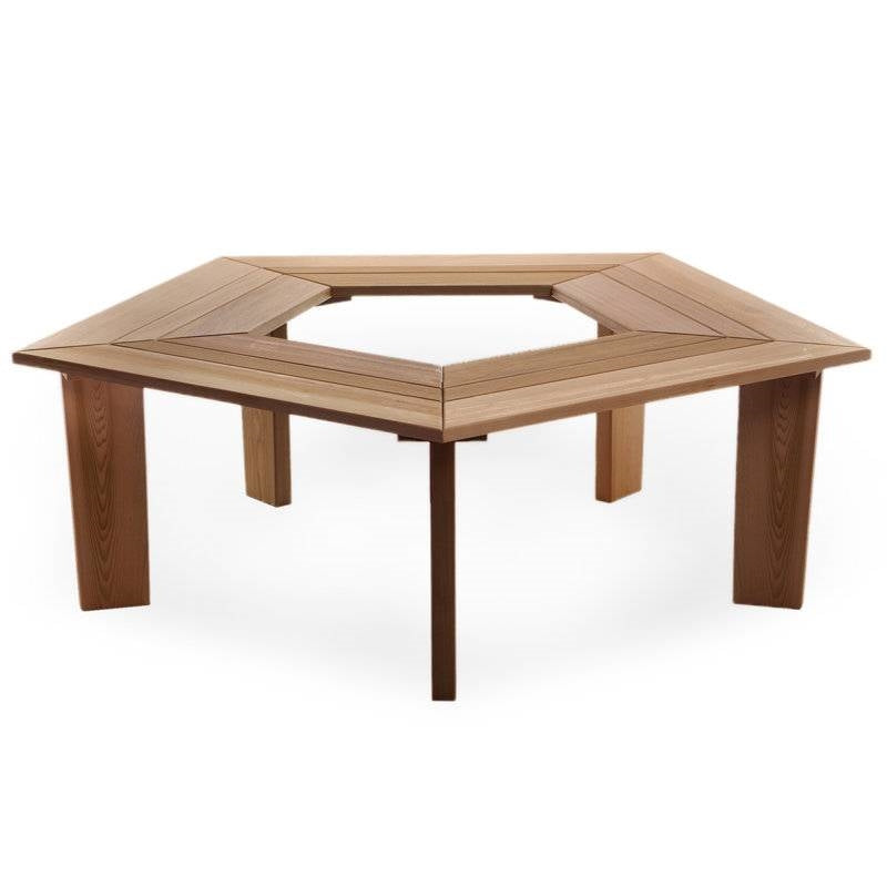 Solid Cedar Pentagon Tree Wrap Garden Bench