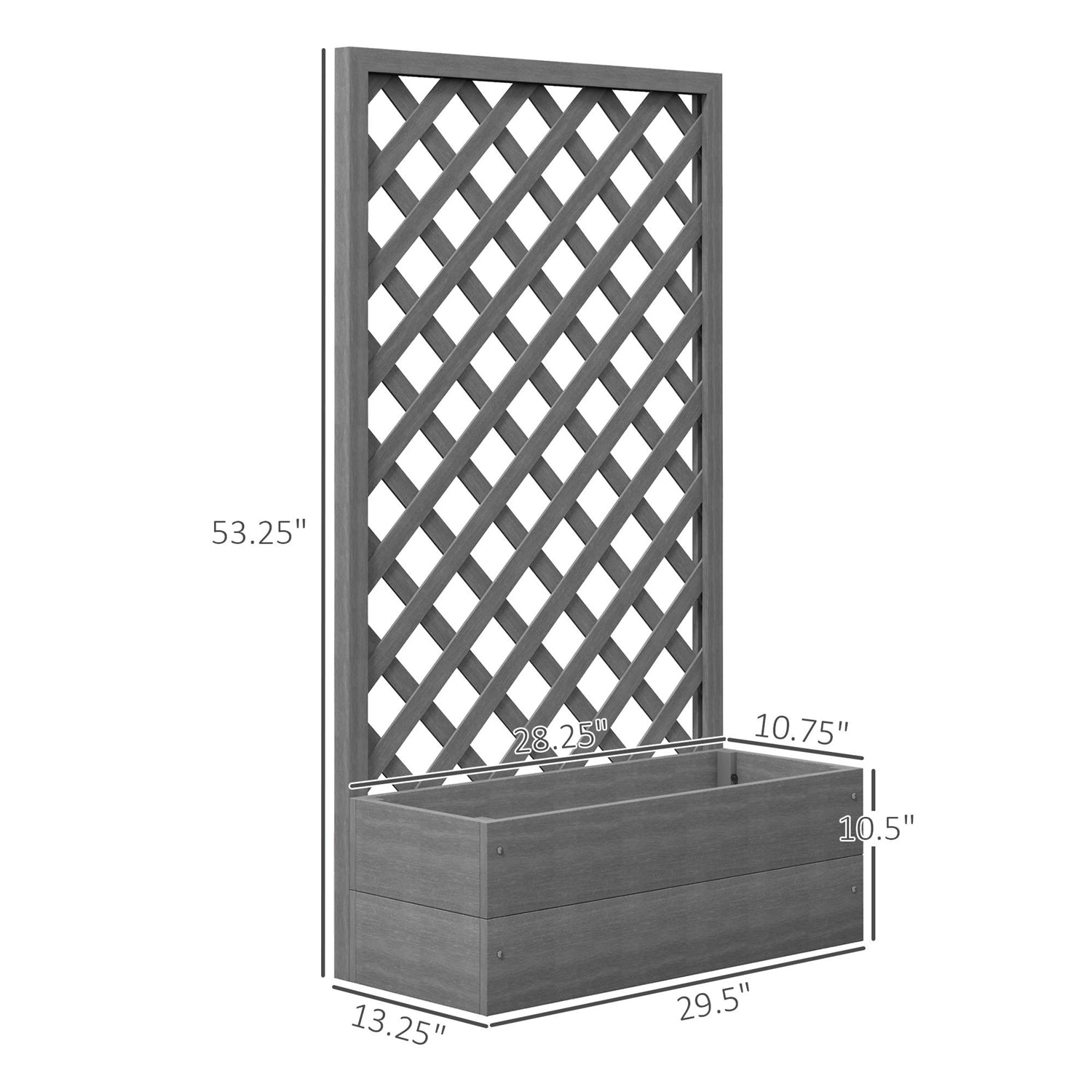 Outdoor Raised Garden Bed with Lattice Trellis