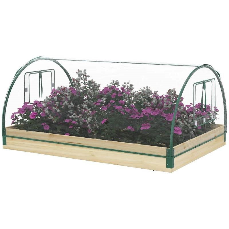 Mini Raised Garden Bed with Clear PVC Greenhouse Cover