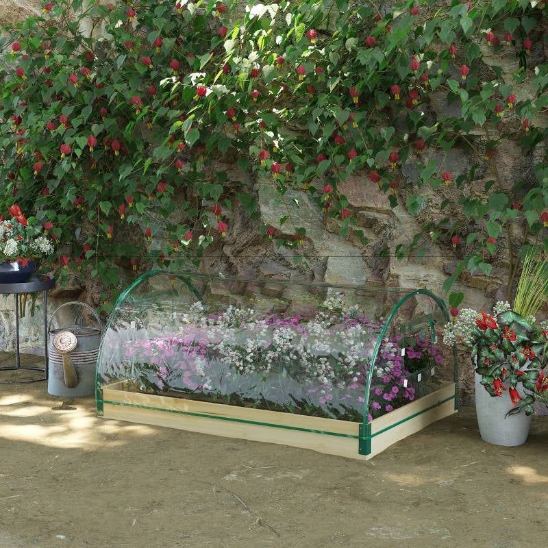 Mini Raised Garden Bed with Clear PVC Greenhouse Cover