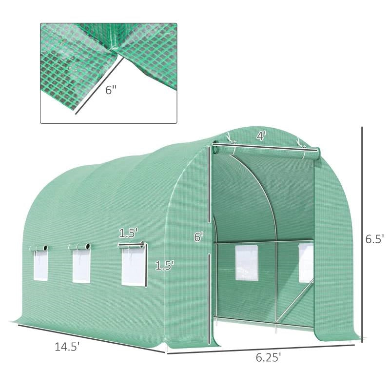 14.5'x6.3' Outdoor Greenhouse with Steel Frame