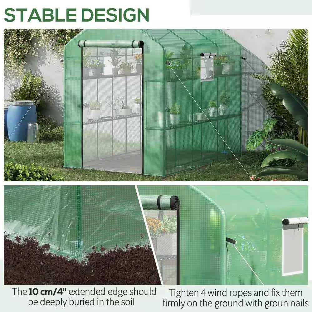 7'x4.7' Outdoor Greenhouse with Steel Frame