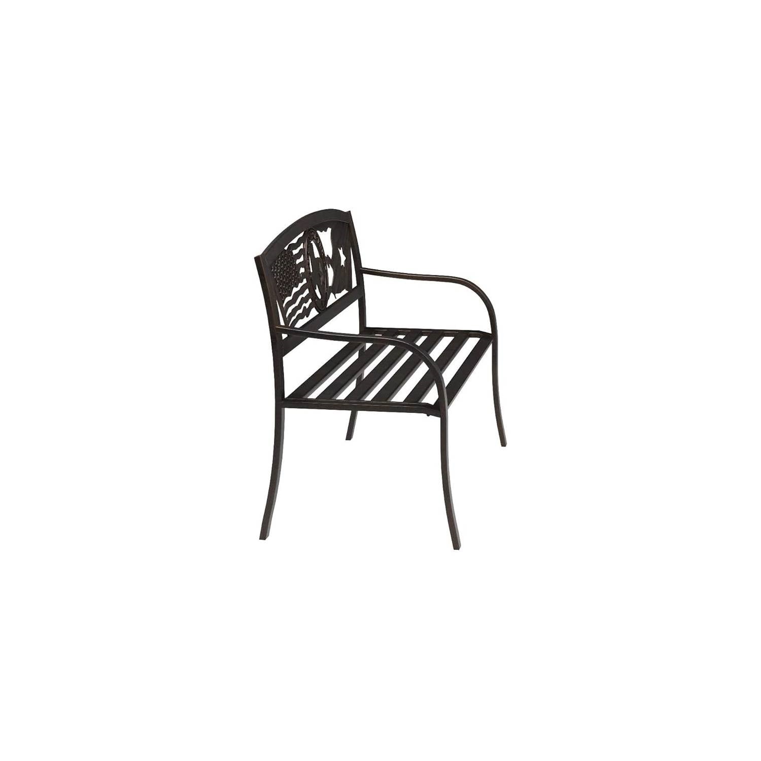 2-Person Texas Star Patriotic Metal Garden Bench