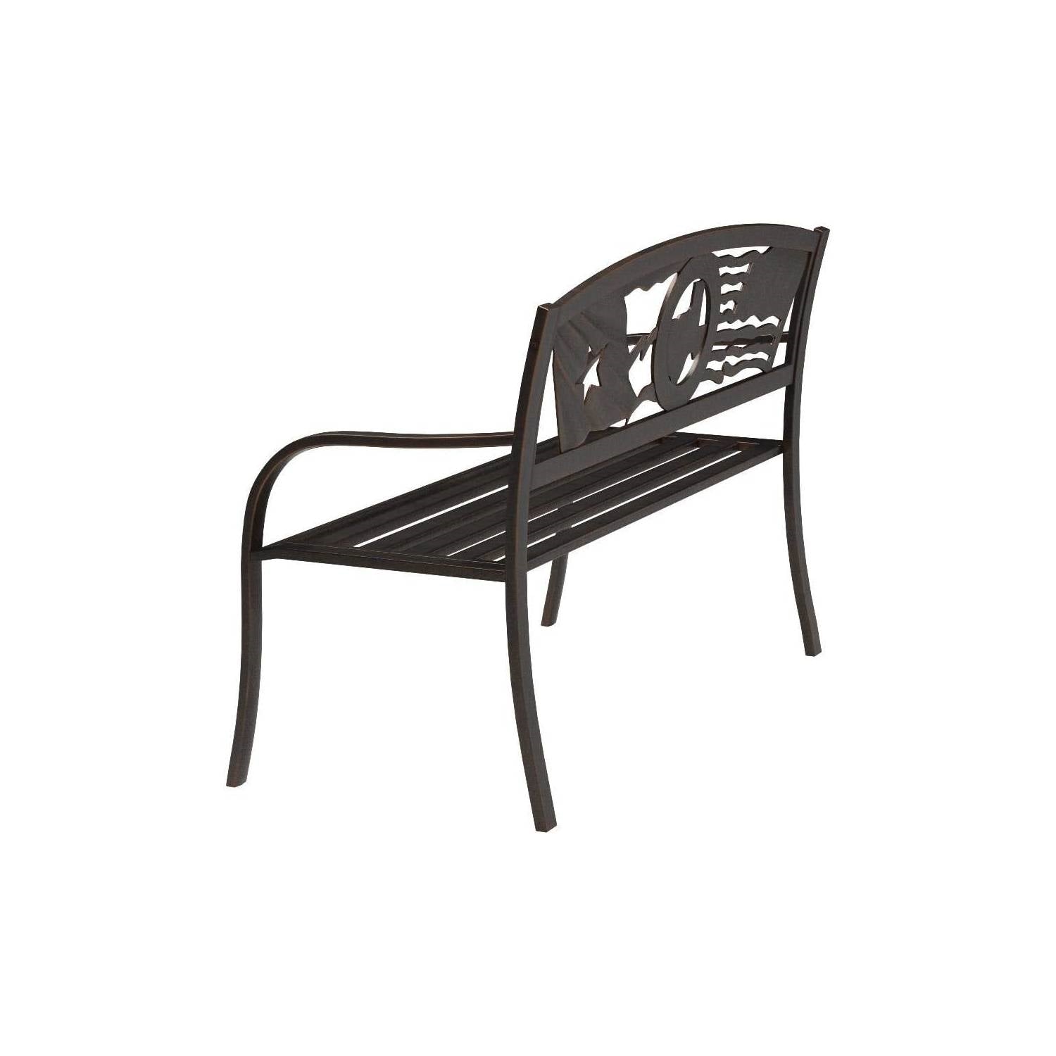 2-Person Texas Star Patriotic Metal Garden Bench