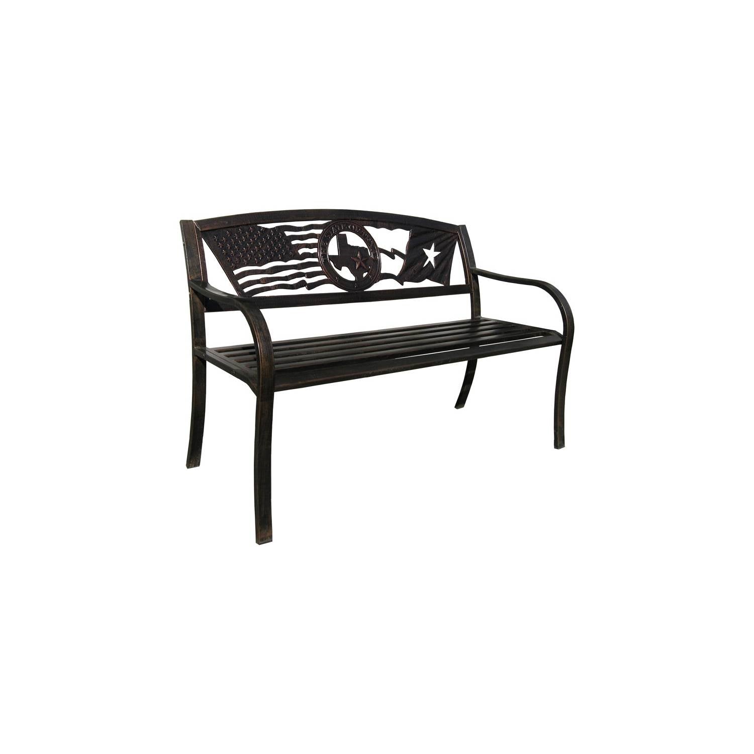 2-Person Texas Star Patriotic Metal Garden Bench