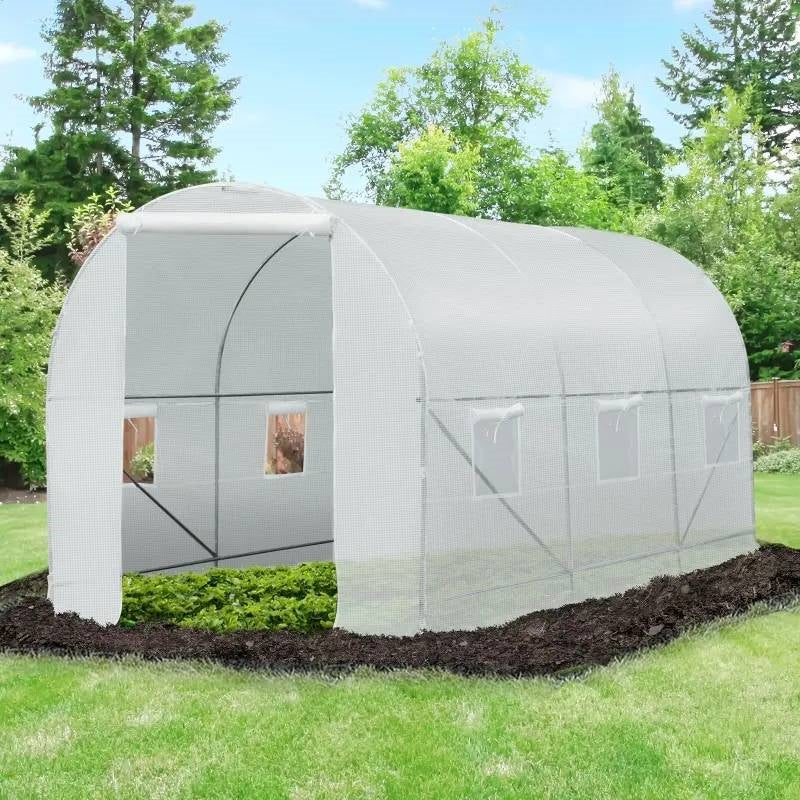 14.7'x6.5' Outdoor Greenhouse with Steel Frame