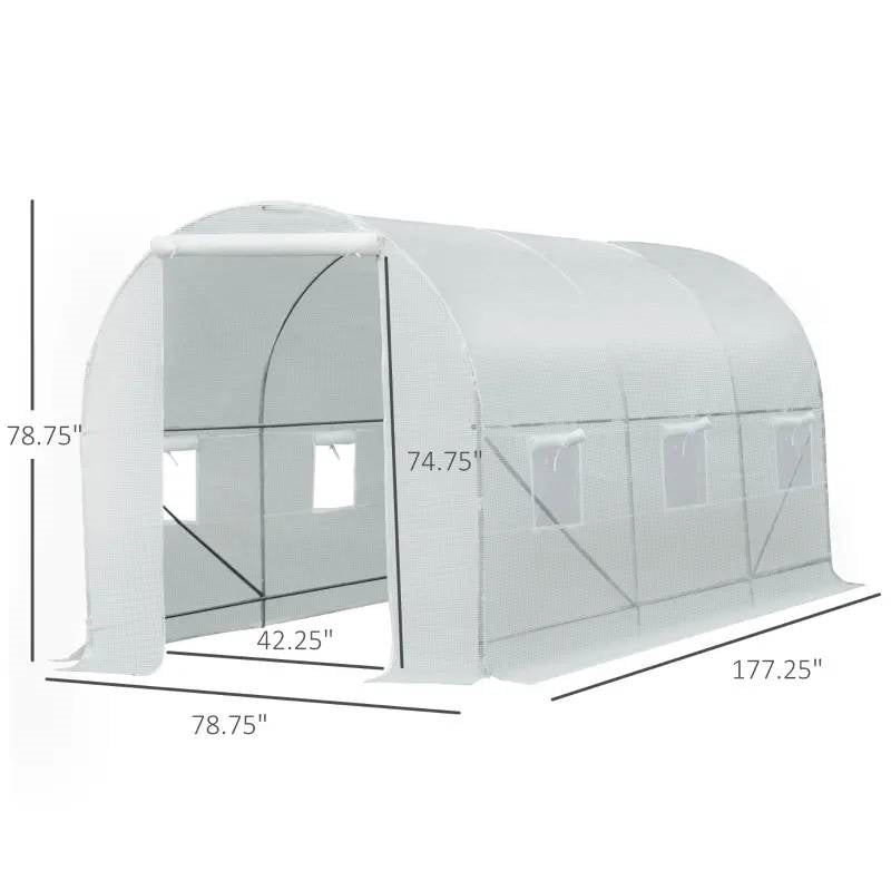 14.7'x6.5' Outdoor Greenhouse with Steel Frame