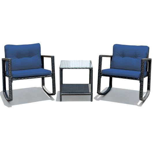 3-Piece Patio Rattan Furniture Set Navy